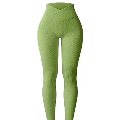 Yoga Leggings for Women Slim Cut Casual Leggings Seamless High Waist Yoga Leggings Ribbed Pattern Solid Color Long for Women's