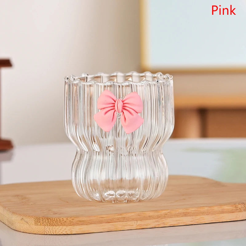 1pcs Pink Bow Glass Cute Water