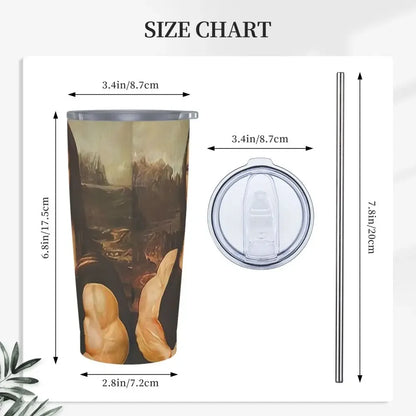 Funny Monalisa Body Strong Tumbler Vacuum Insulated Parody Coffee Cups with Lid Straw Travel Outdoor Mug Hot Cold Drink, 20oz