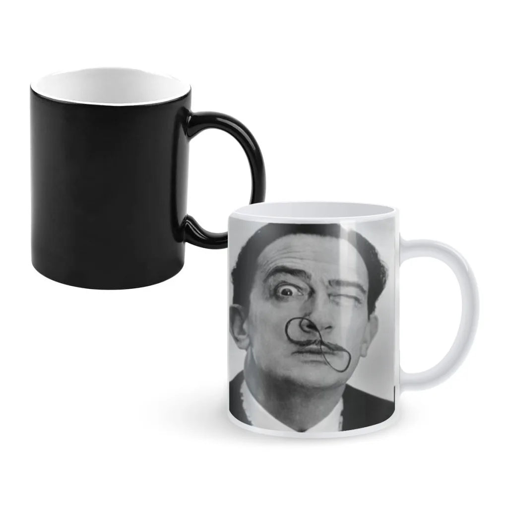 Salvador Dali Funny Portrait Creative Change Ceramic Mug Heat Revealing Coffee Cup Breakfast Cup Mug Gift