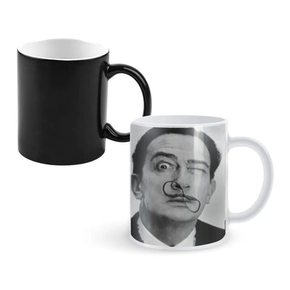 Salvador Dali Funny Portrait Creative Change Ceramic Mug Heat Revealing Coffee Cup Breakfast Cup Mug Gift