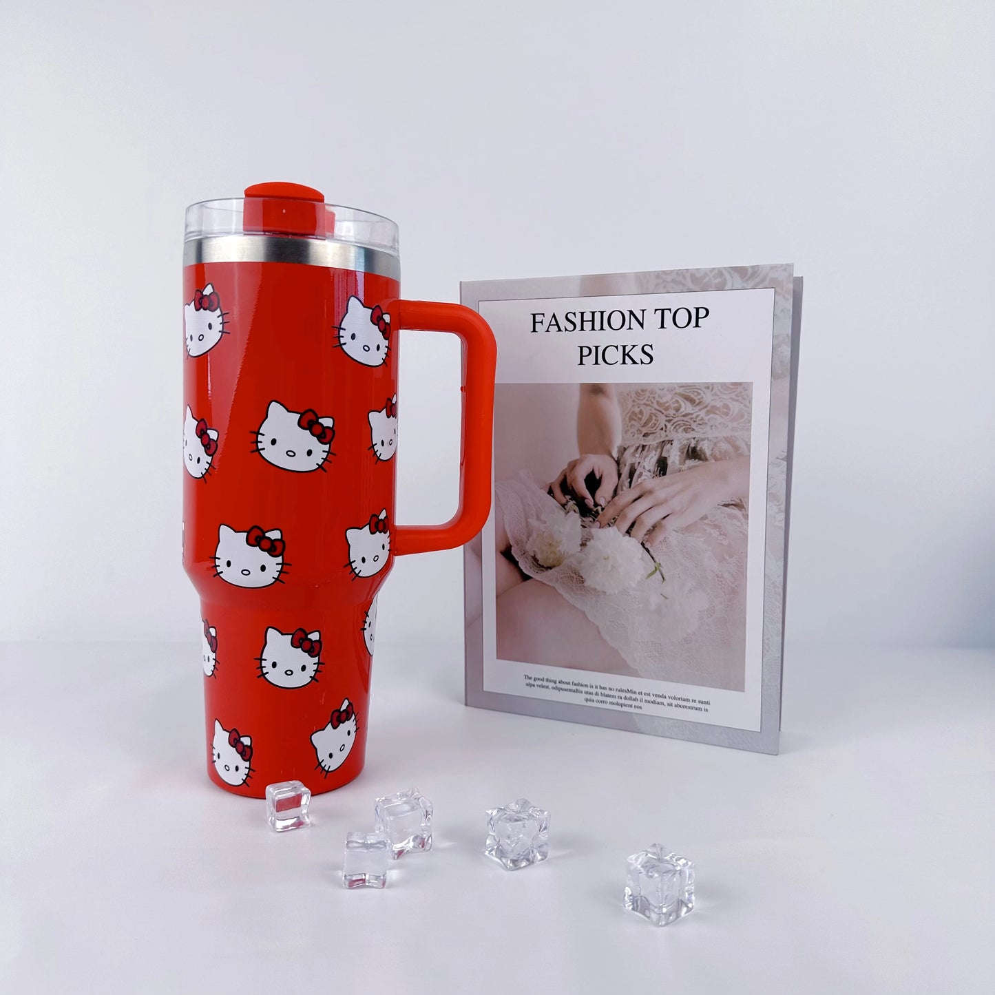 40Oz Sanrio Hello Kitty Stainless Steel Insulated Mug Pink with Handle Straw Mugs Large Capacity Thermos Drinks Coke Coffee Mug