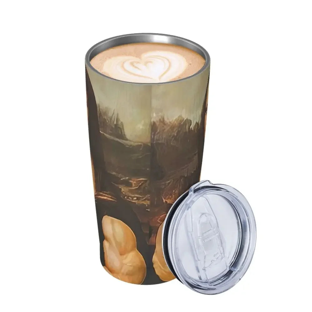 Funny Monalisa Body Strong Tumbler Vacuum Insulated Parody Coffee Cups with Lid Straw Travel Outdoor Mug Hot Cold Drink, 20oz