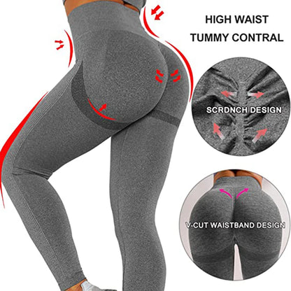 Gradient Leggings Fitness Women High Waist Workout  Jogging Leggins Push Up Pants Gym Tights Stretch Energy Sportswear