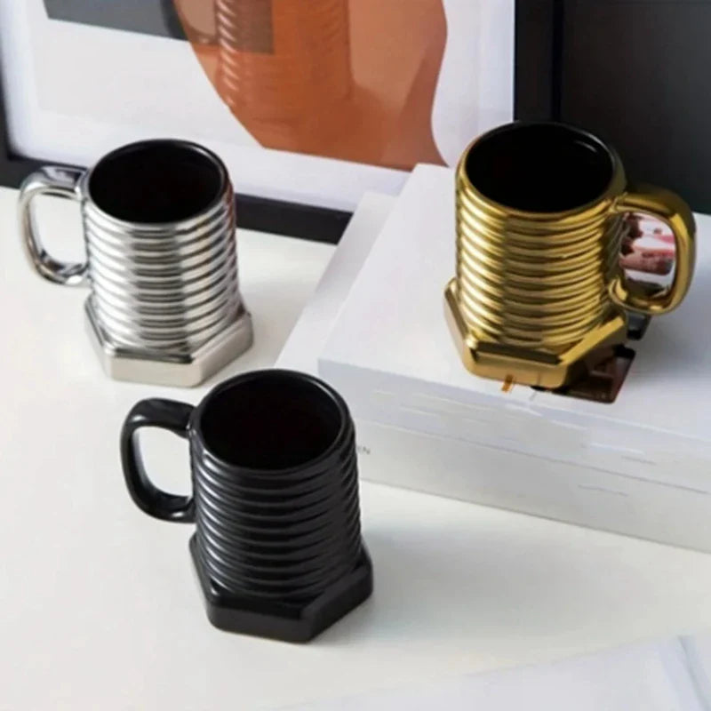 Funny Screw Design Coffee Mug Ceramic Coffee Cups Novelty Water Cups Summer Winter Drinkware Birthday Holiday Gifts